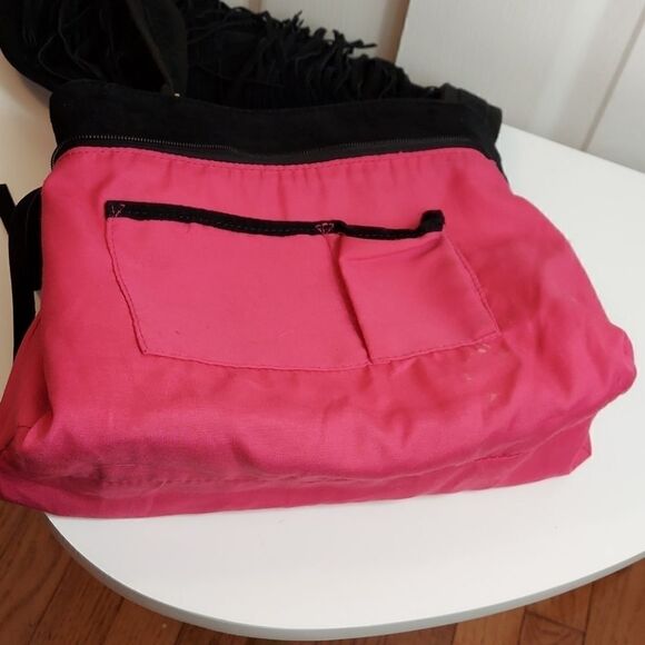 Steve Madden Black Suede Fringe Crossbody Satchel - Picture 11 of 16